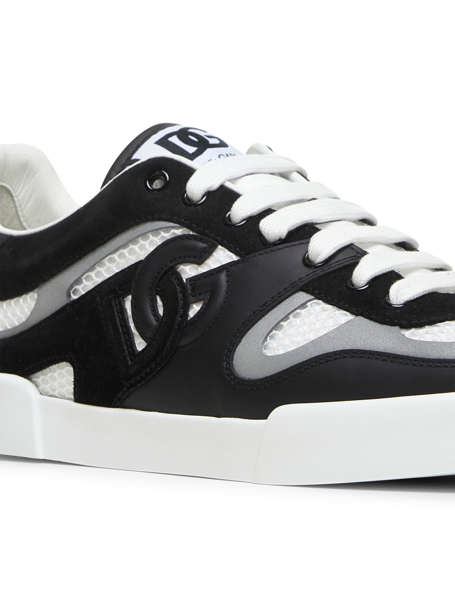 Dolce & Gabbana Men White And Black Portofino Light Sneakers