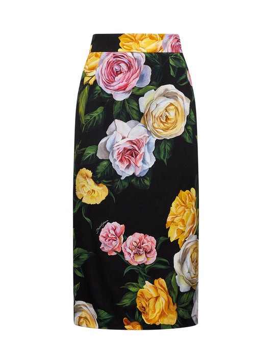 Dolce & Gabbana Women Peony And Rose Print Calf-Lenght Skirt