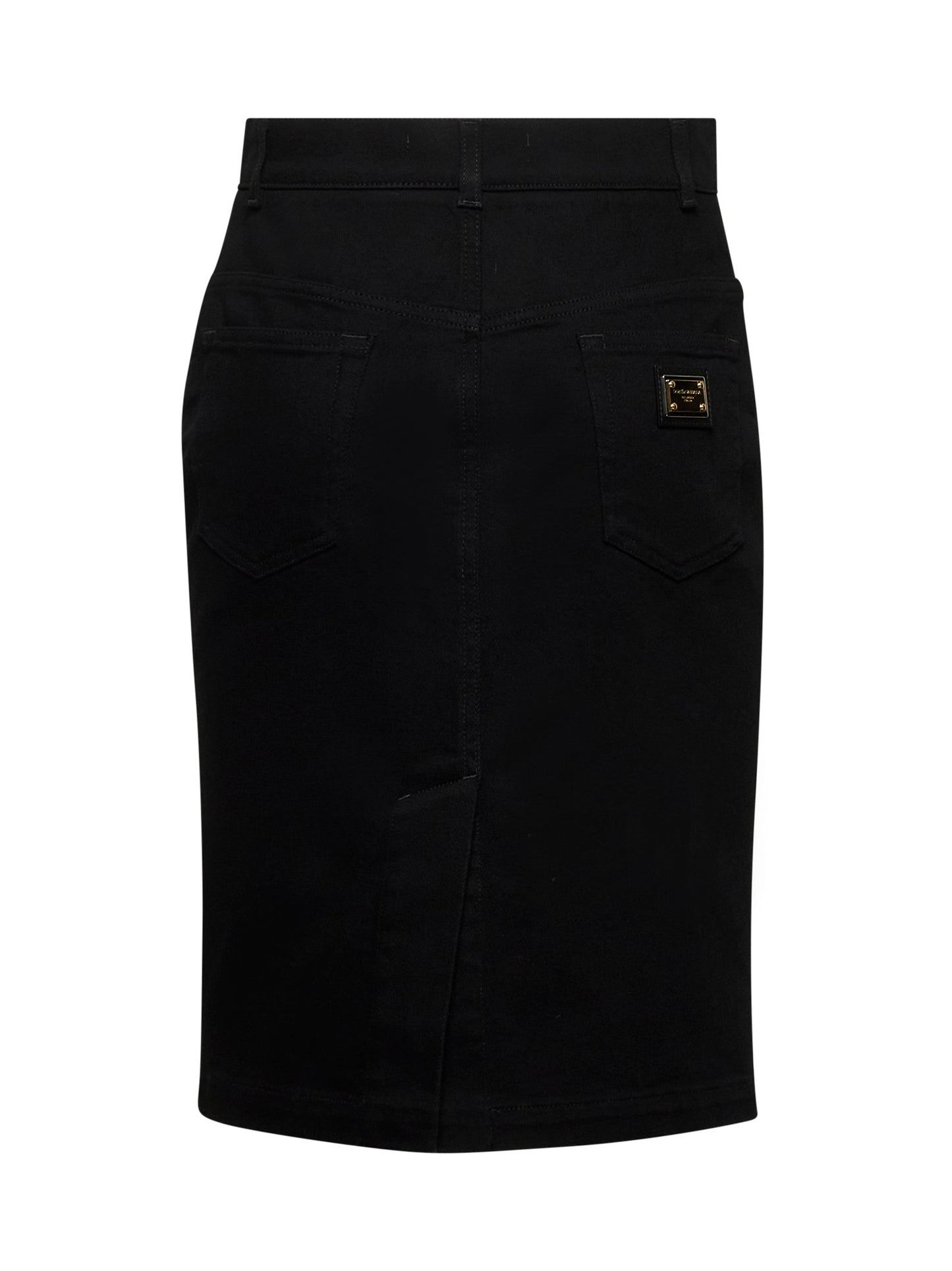 Dolce & Gabbana Women Black Stretch Denim Midi Skirt