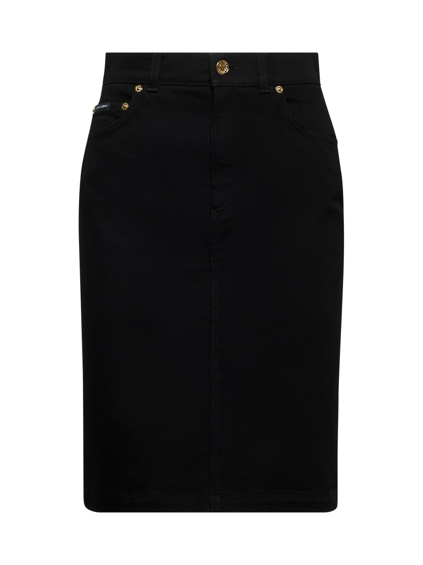 Dolce & Gabbana Women Black Stretch Denim Midi Skirt