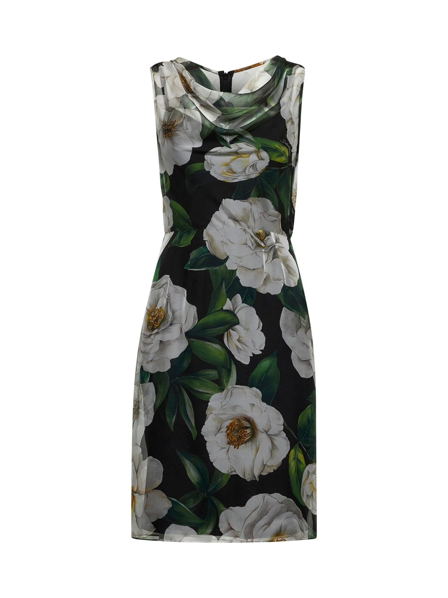 Dolce & Gabbana Women Gardenia Print Silk Chiffon Sheath Dress