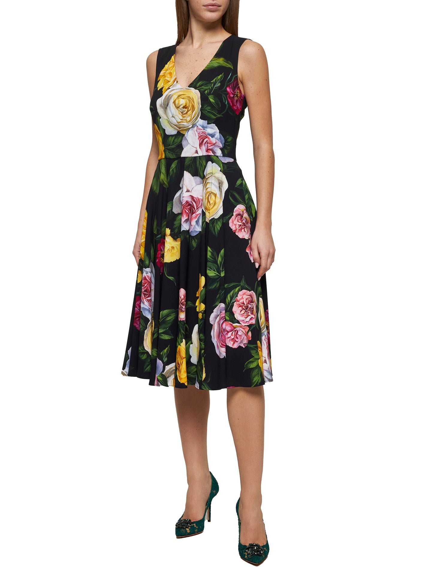 Dolce & Gabbana Women Peony And Rose Print Calf-Lenght Dress