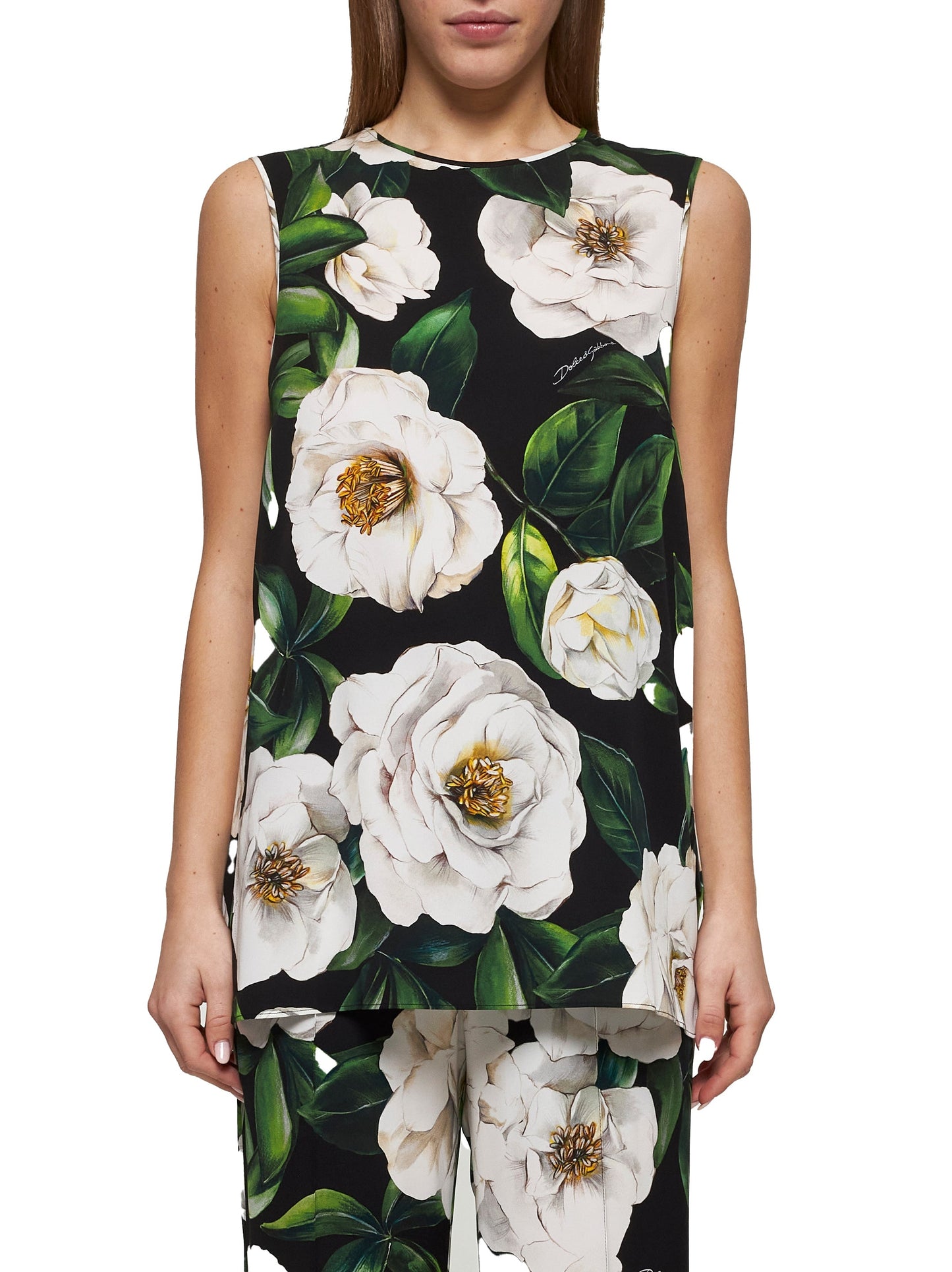 Dolce & Gabbana Women Gardenia Print Sleeveless Top