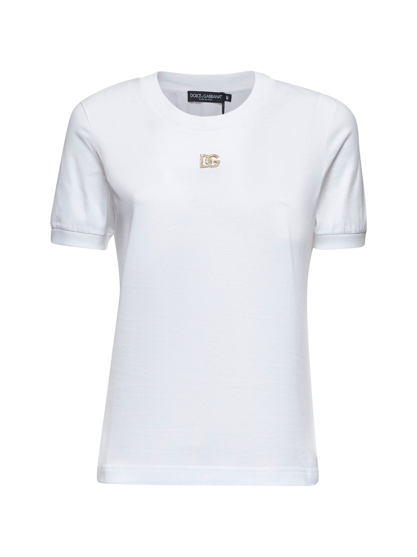 Dolce & Gabbana Women White Jersey Dg Logo Plate T-Shirt