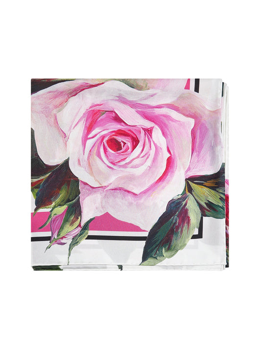 Dolce & Gabbana Women Rose Print Silk Twill Scarf
