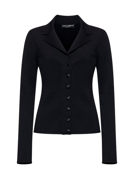 Dolce & Gabbana Women Black Knit Logo Jacket