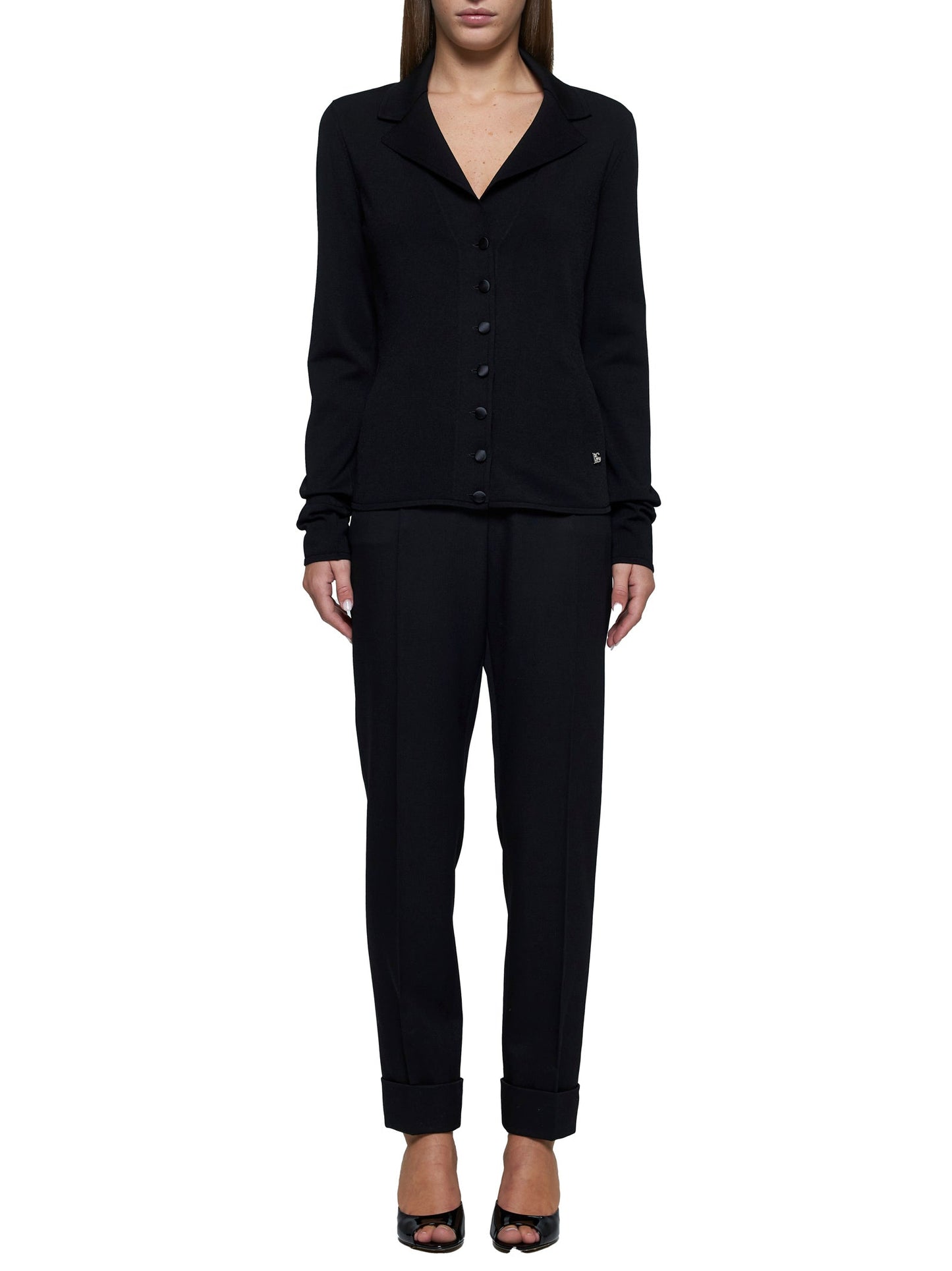 Dolce & Gabbana Women Black Knit Logo Jacket