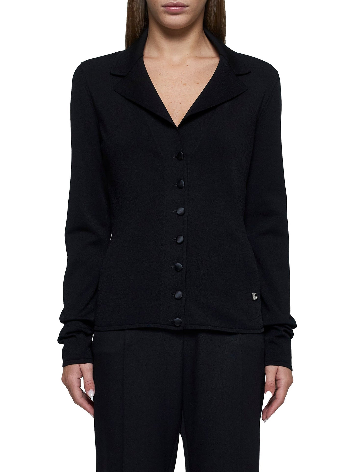 Dolce & Gabbana Women Black Knit Logo Jacket