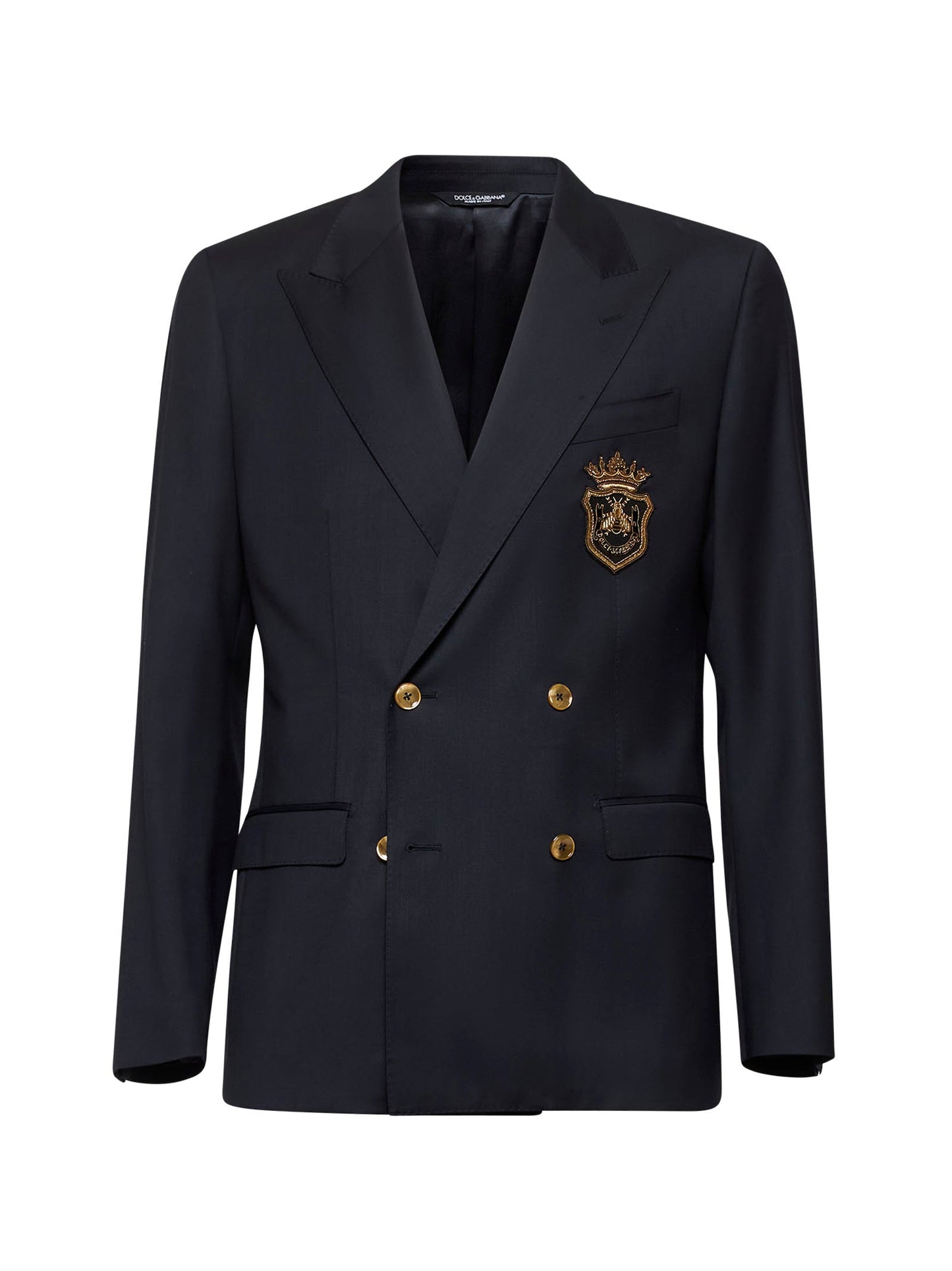 Dolce & Gabbana Men Blue Wool Double-Breasted Blazer