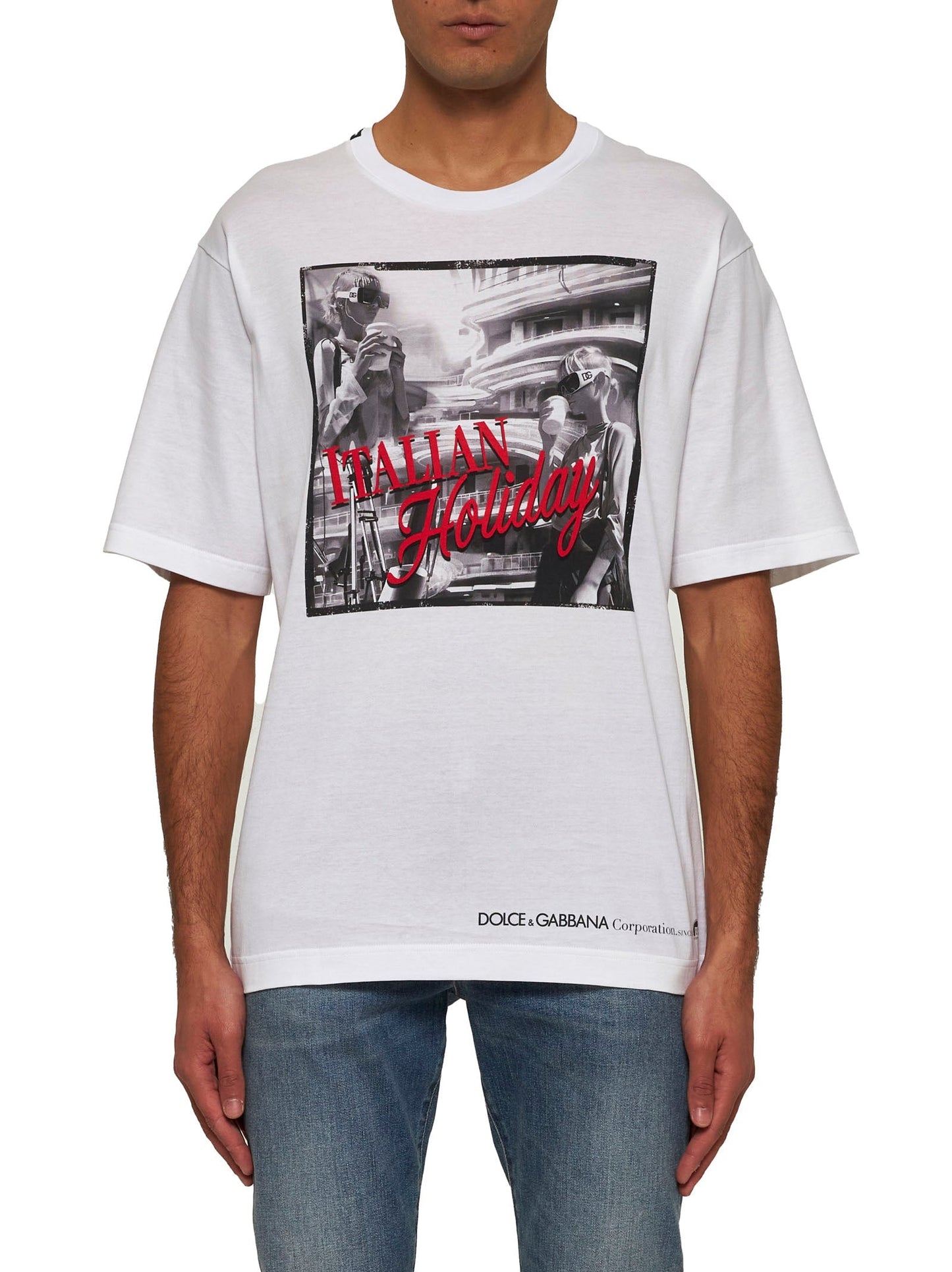 Dolce & Gabbana Men White Cotton Italian Holiday Print T-Shirt