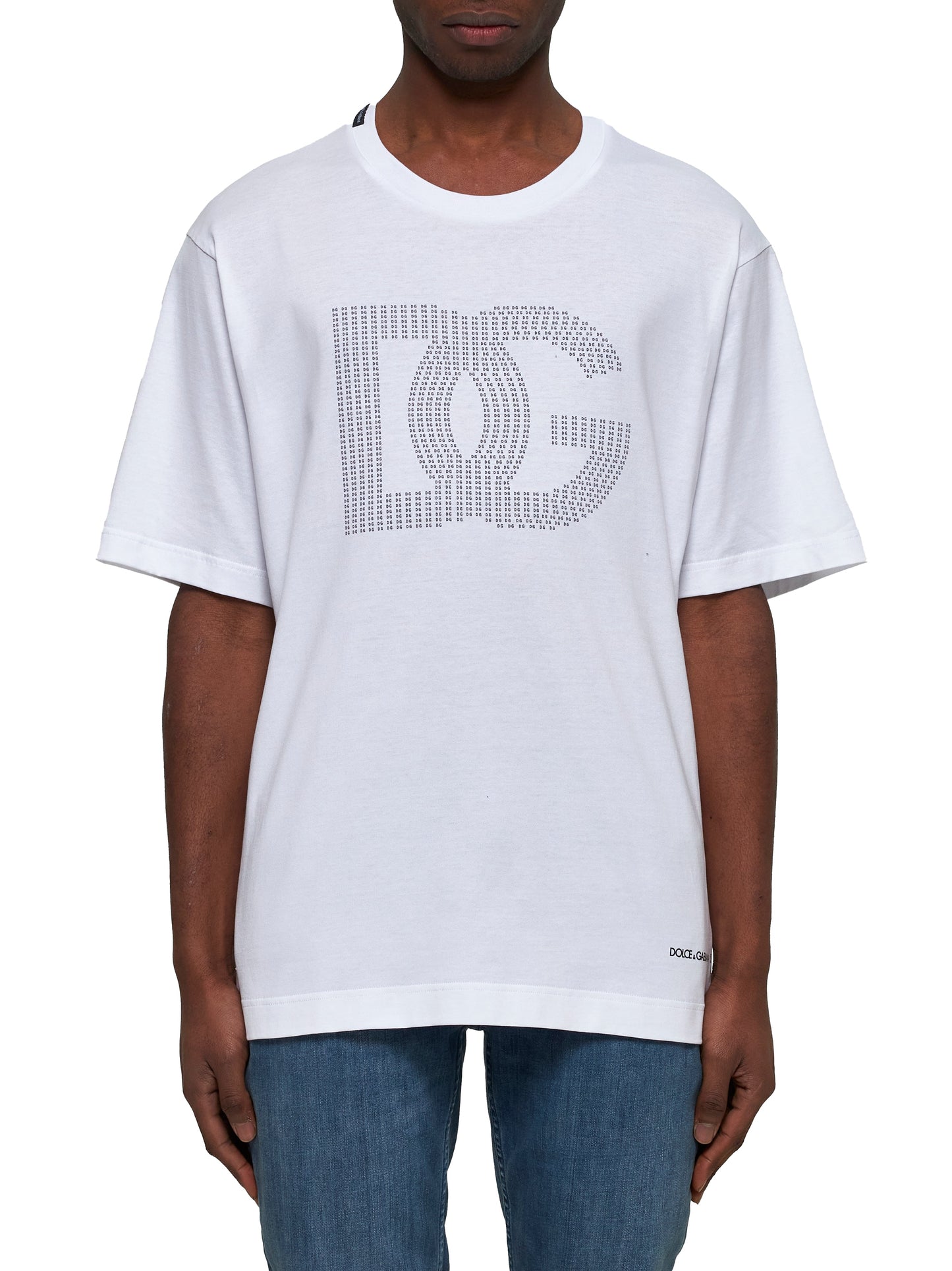 Dolce & Gabbana Men White Jersey Logo T-Shirt