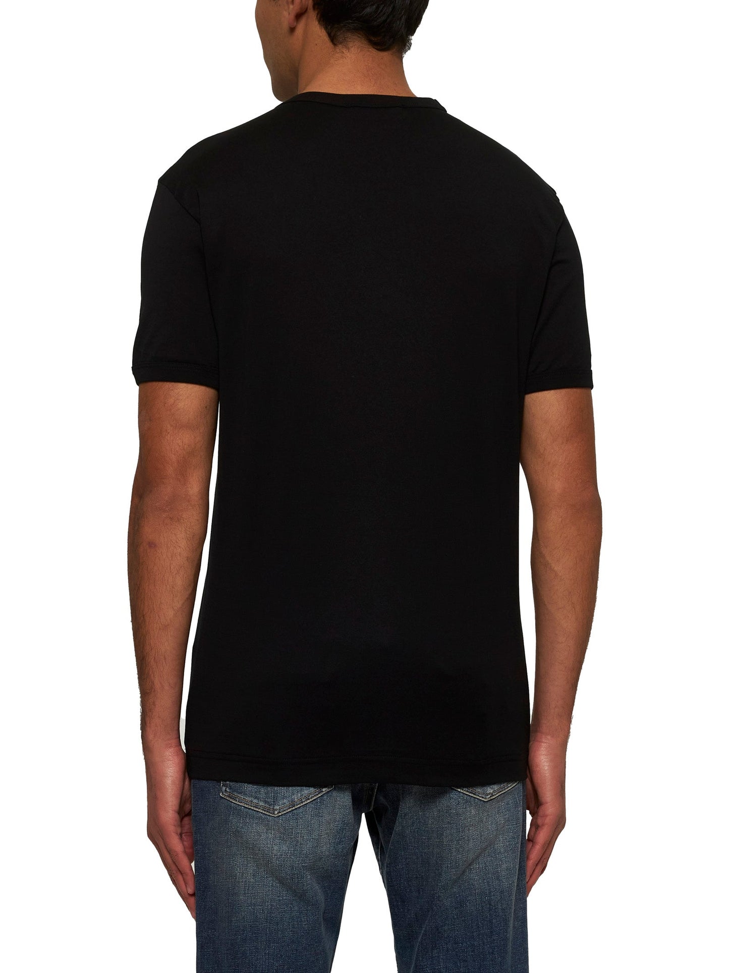 Dolce & Gabbana Men Black Cotton Heraldic Patch T-Shirt