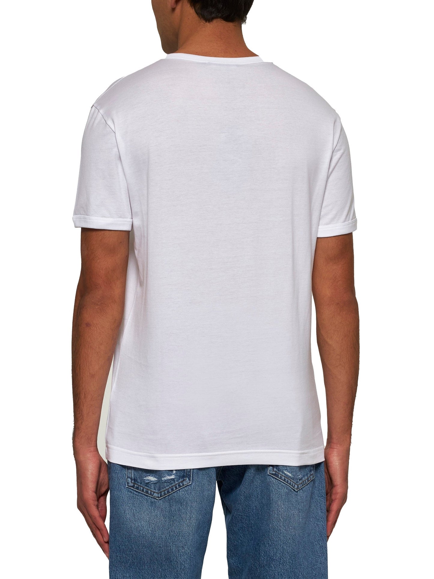Dolce & Gabbana Men White Cotton Heraldic Patch T-Shirt
