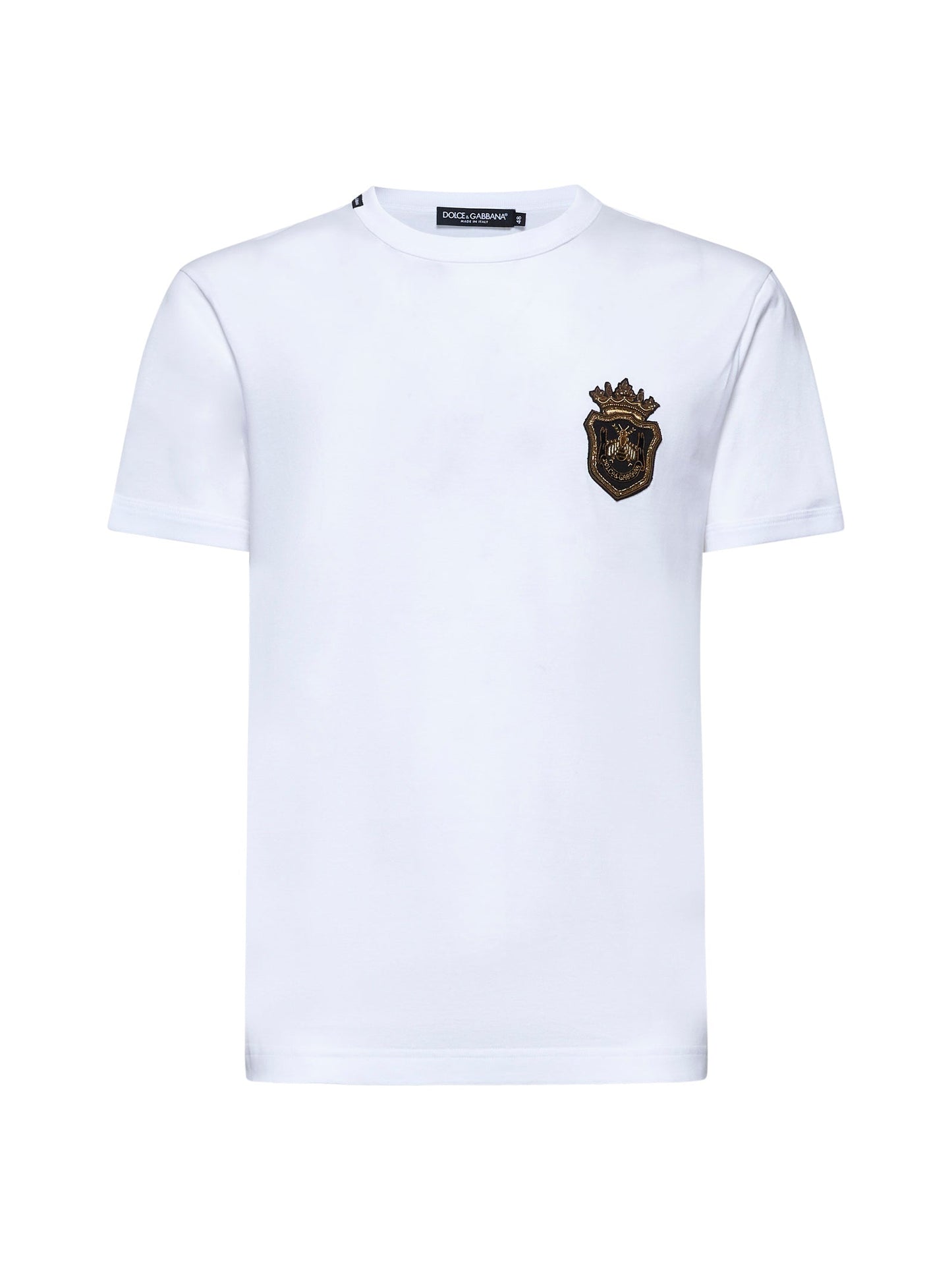 Dolce & Gabbana Men White Cotton Heraldic Patch T-Shirt