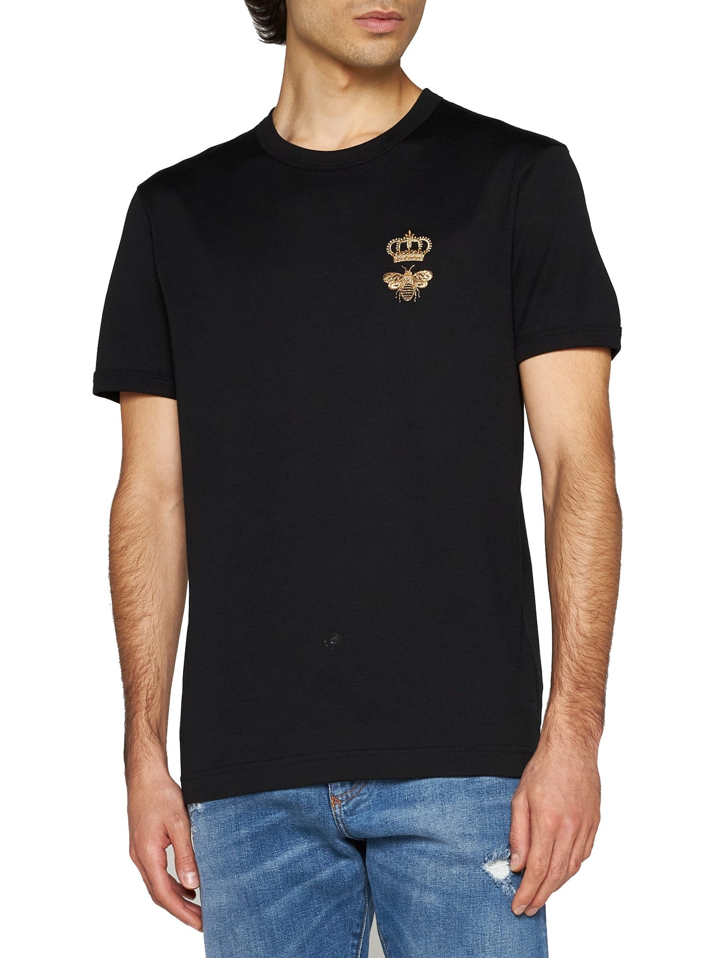 Dolce & Gabbana Men Crown And Bee Cotton T-Shirt