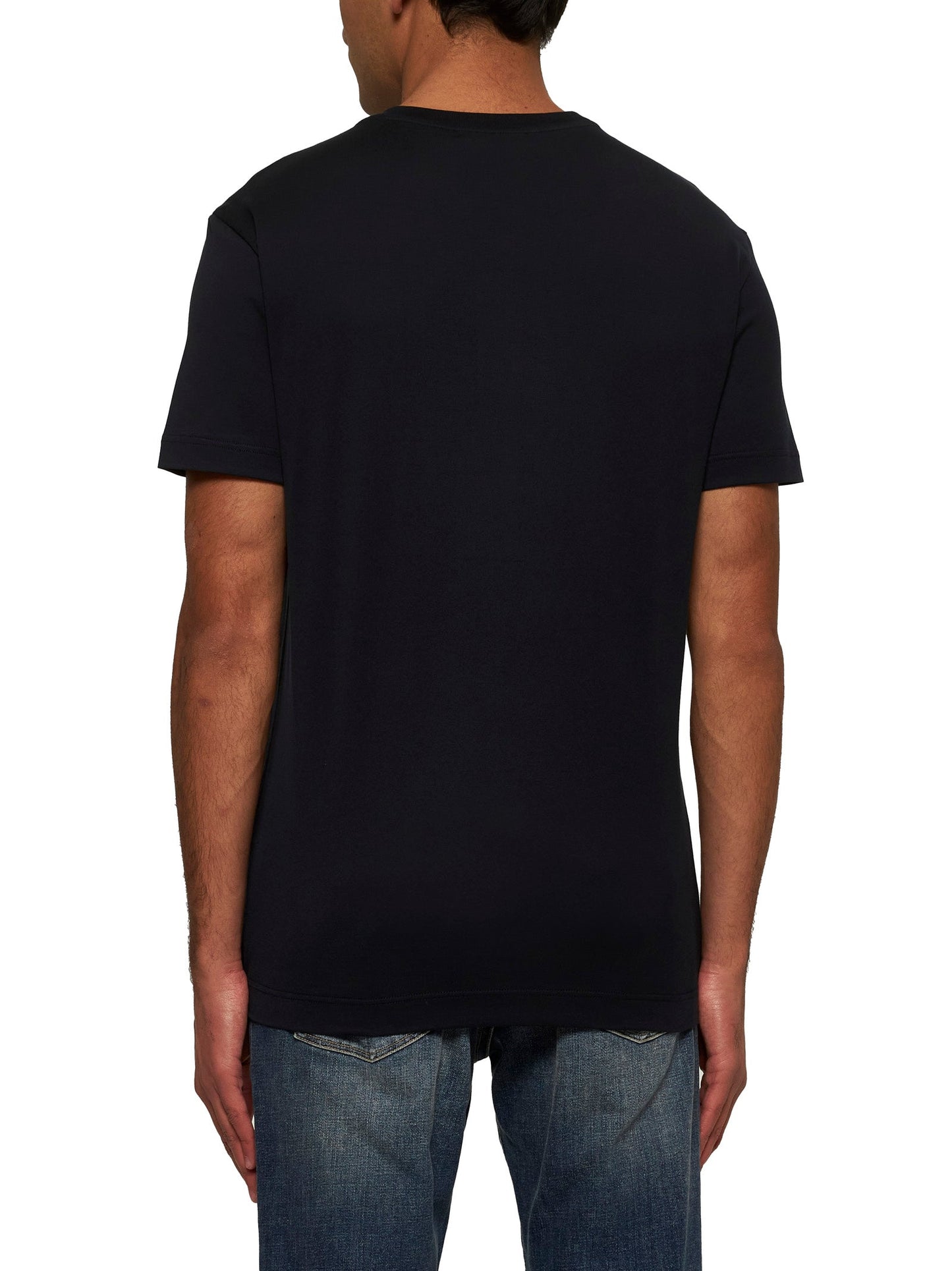 Dolce & Gabbana Men Blue Cotton Embroidered T-Shirt