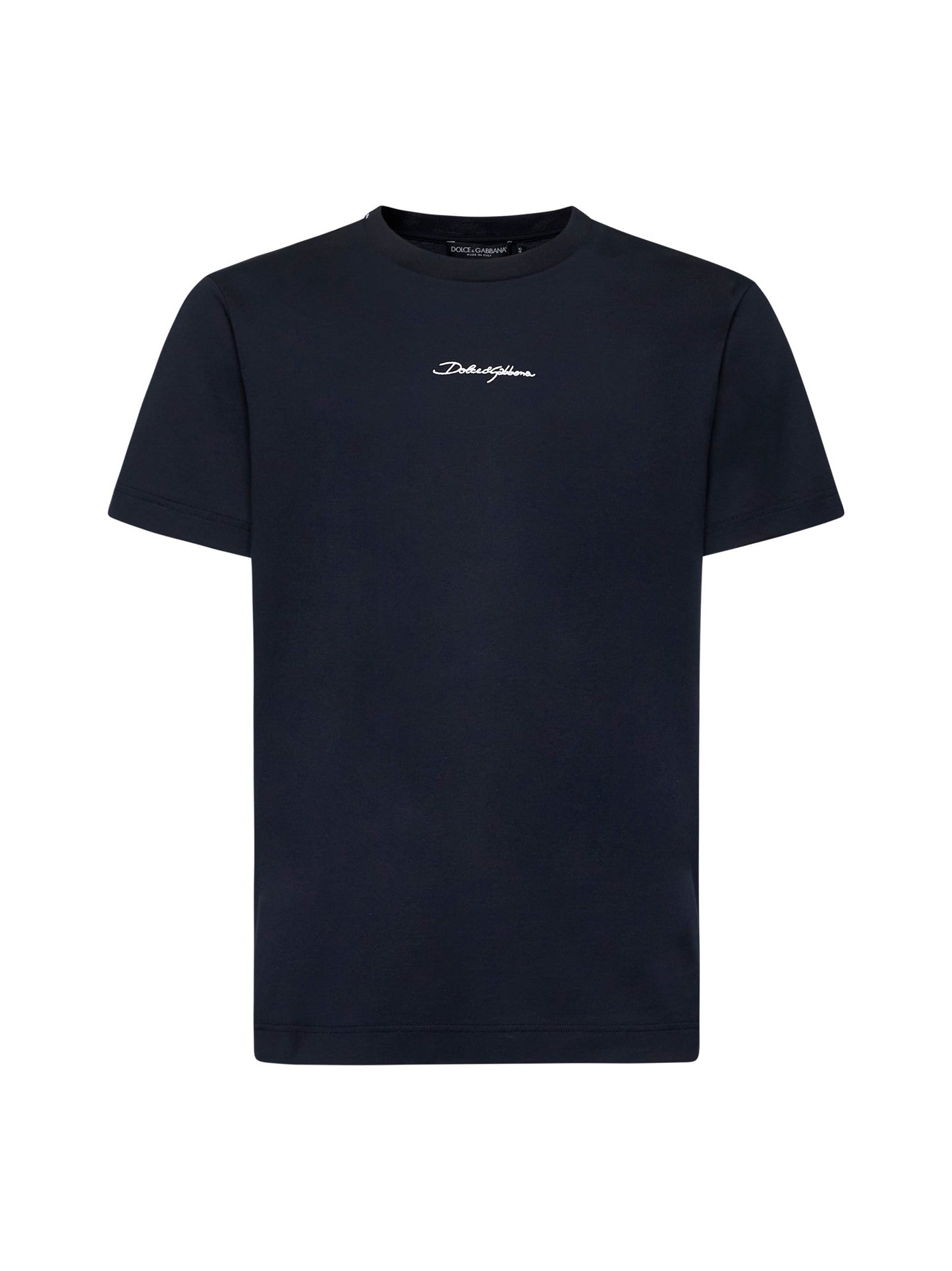 Dolce & Gabbana Men Blue Cotton Embroidered T-Shirt