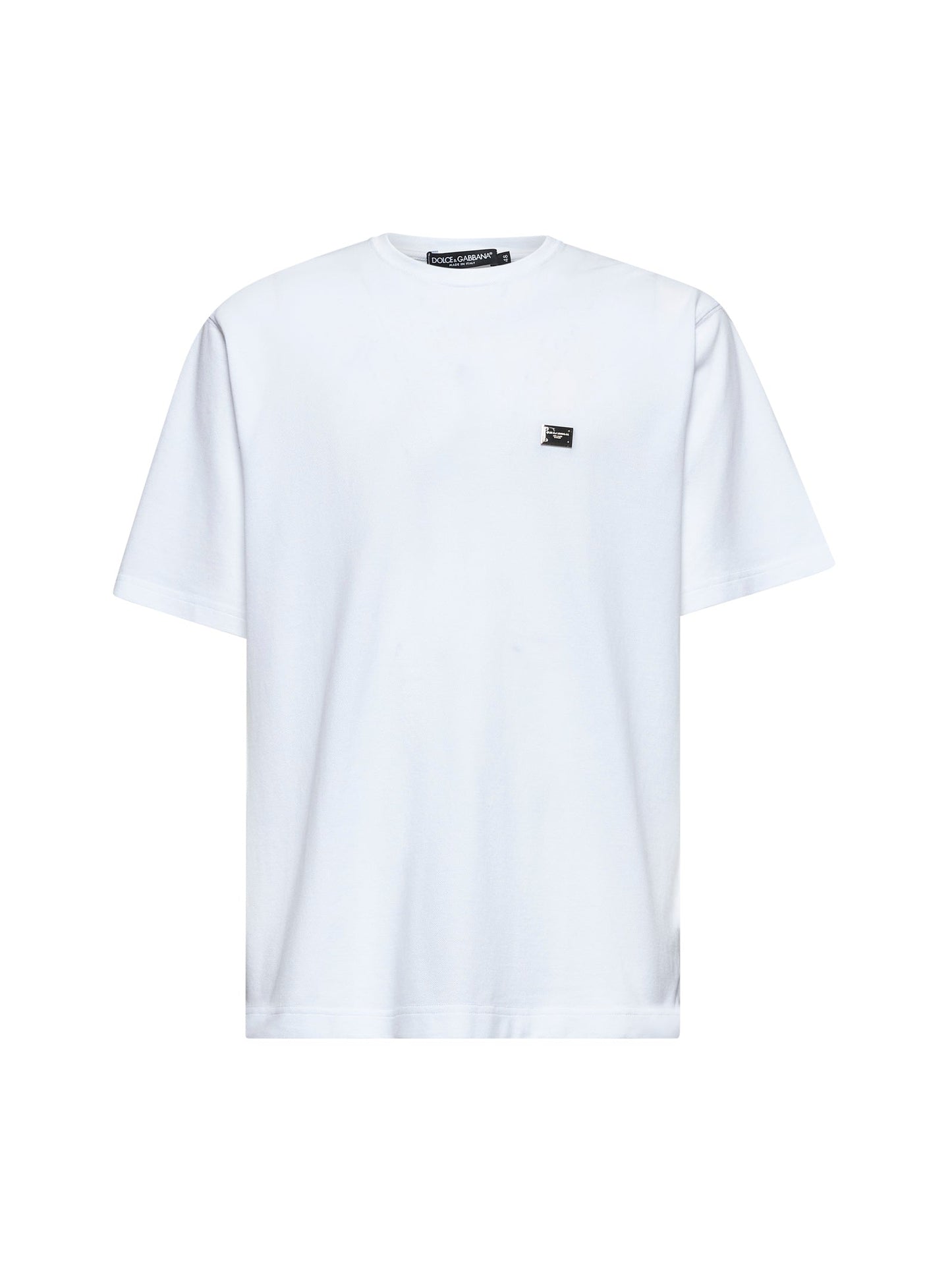 Dolce & Gabbana Men White Piquet Logo Plate T-Shirt