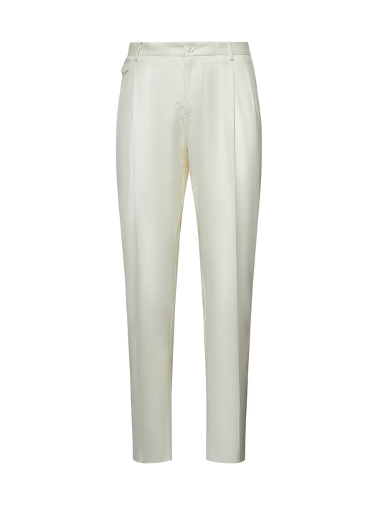 Dolce & Gabbana Men Ivory Flannel Trousers