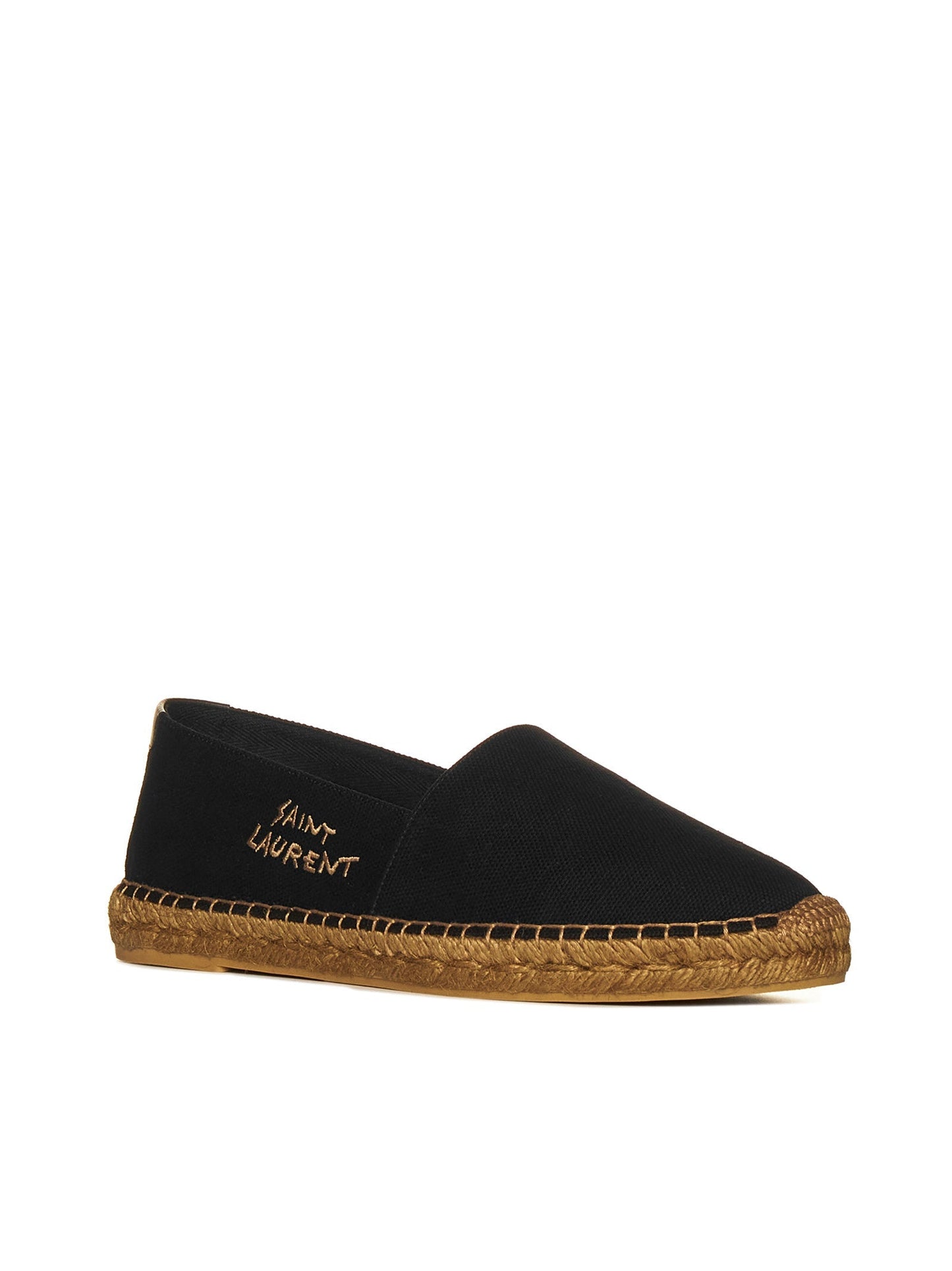 Saint Laurent Men Canvas Espadrilles With Saint Laurent Embroidery