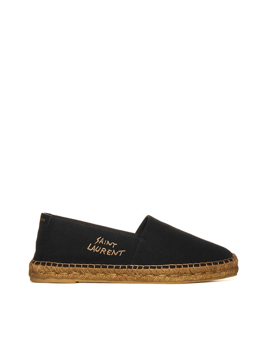 Saint Laurent Men Canvas Espadrilles With Saint Laurent Embroidery
