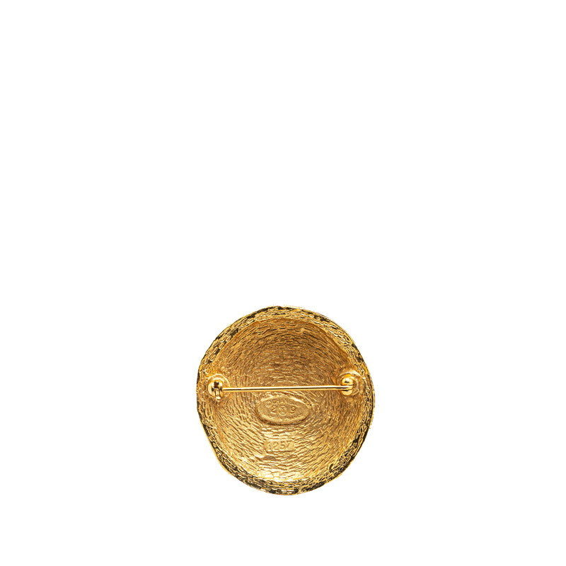 Chanel Coco Mark Round Brooch Gold