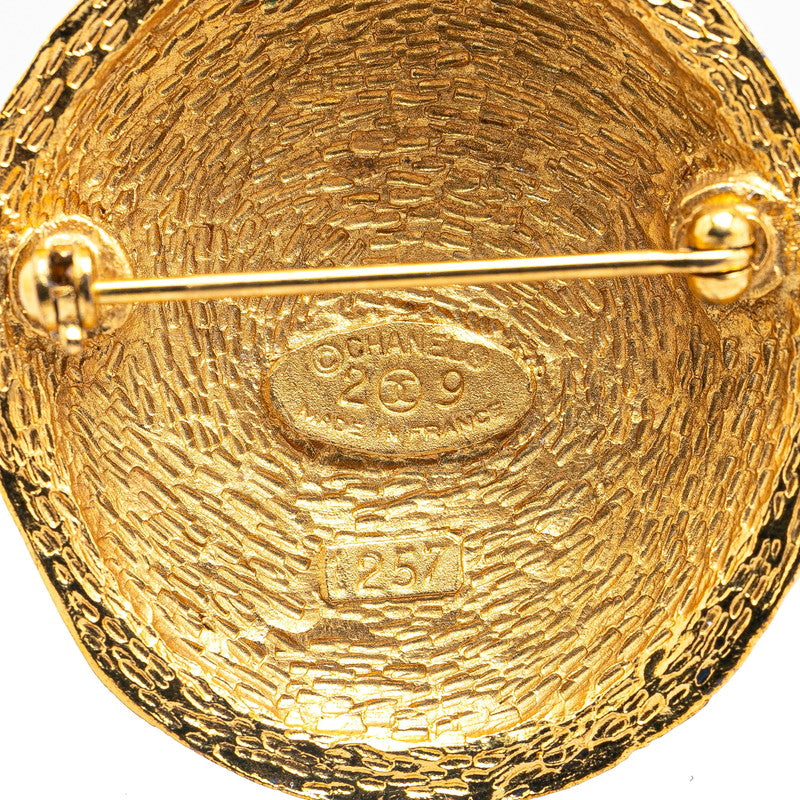 Chanel Coco Mark Round Brooch Gold