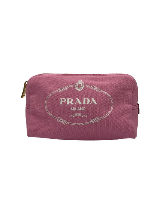 PRADA - Canapa Pouch Geranio Bianco Pink White Canvas