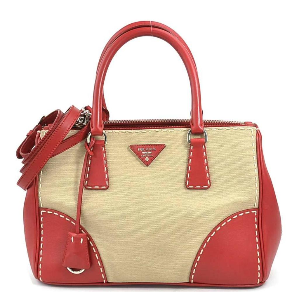 Beige Fabric Prada Handbag