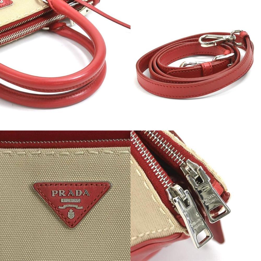 Beige Fabric Prada Handbag