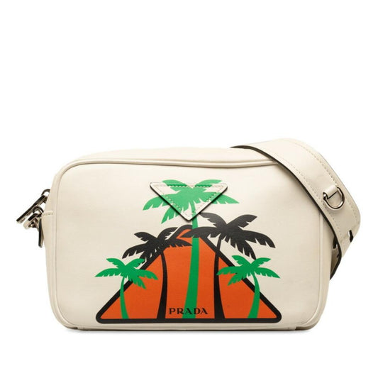 Beige Fabric Prada Shoulder Bag