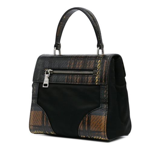 Black Leather Prada Tessuto