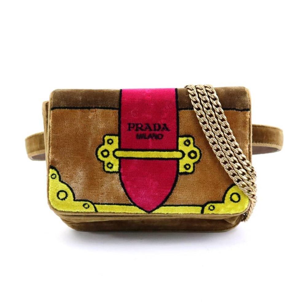 Brown Velvet Prada Belt Bags