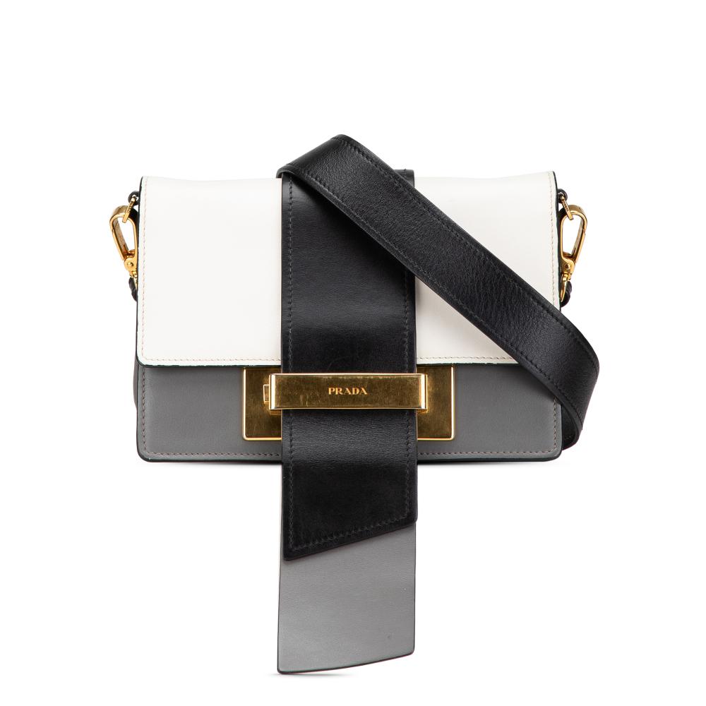 Grey Leather Prada Crossbody Bag