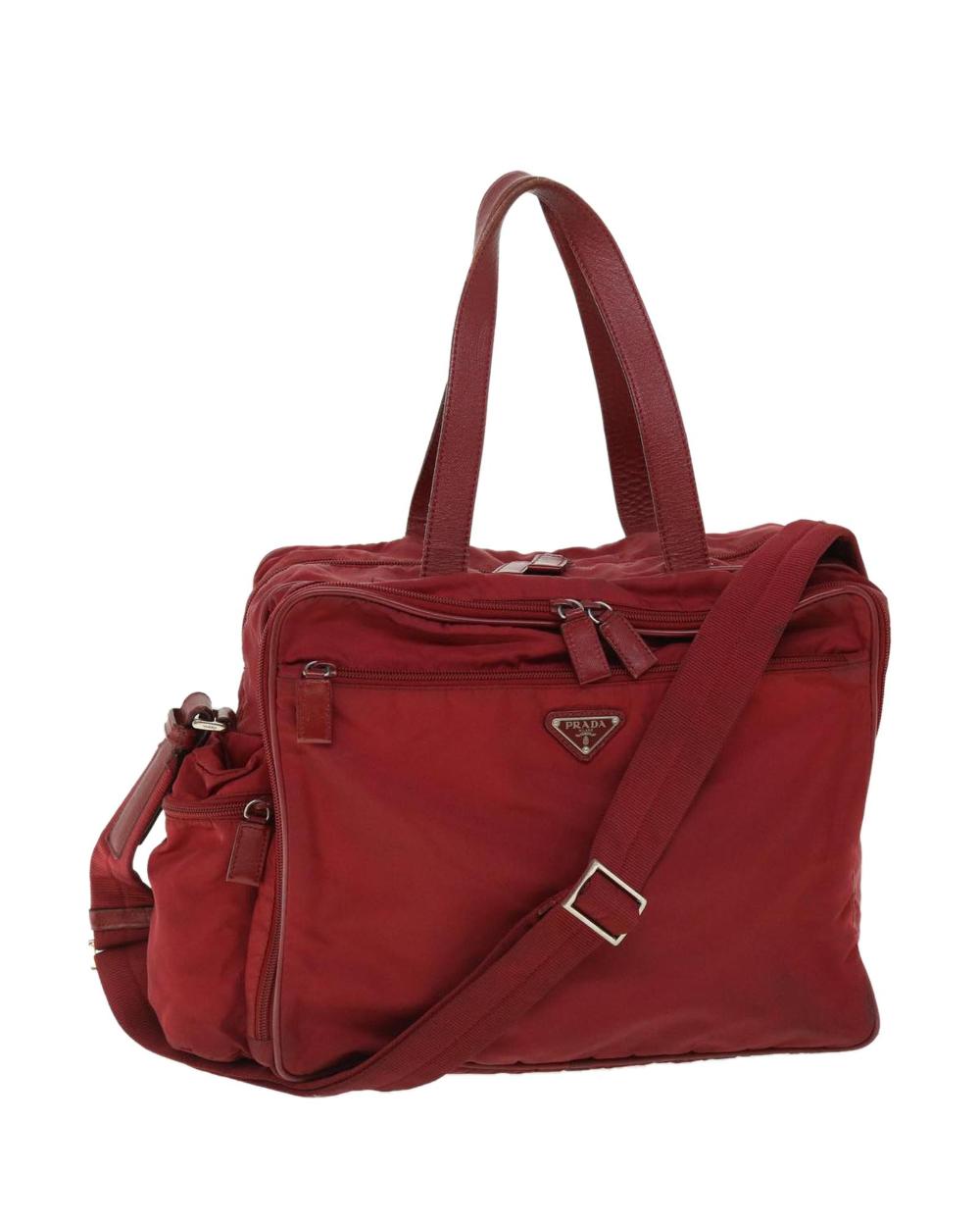 Red Nylon Prada Boston Bag