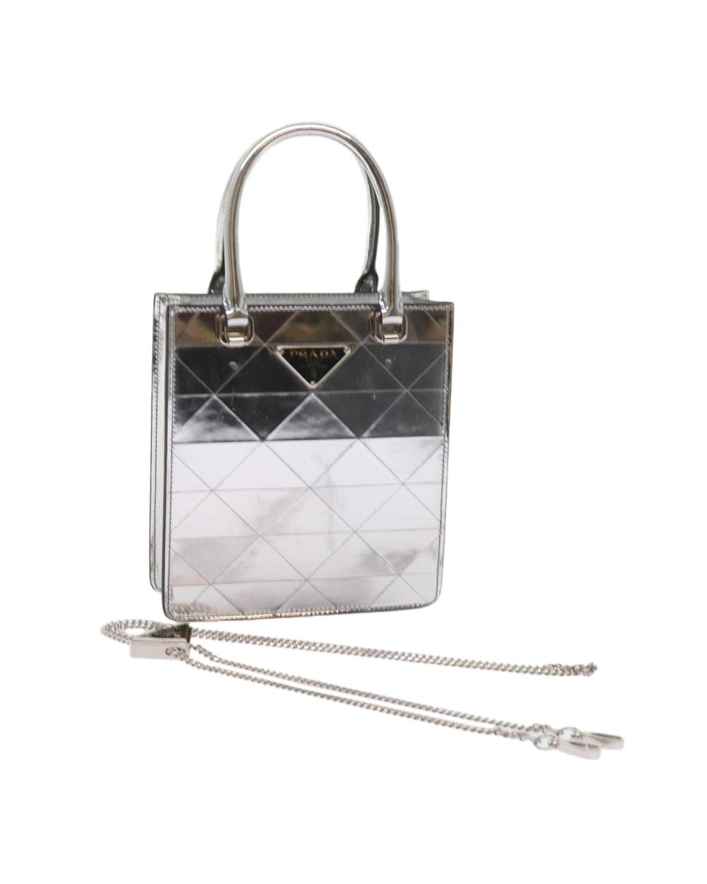 Silver Leather Prada Galleria Bag