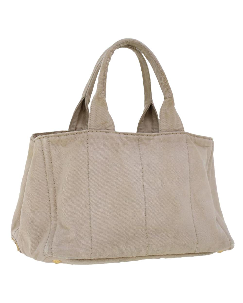 White Canvas Prada Handbag