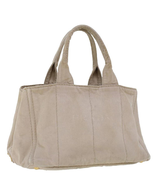 White Canvas Prada Handbag