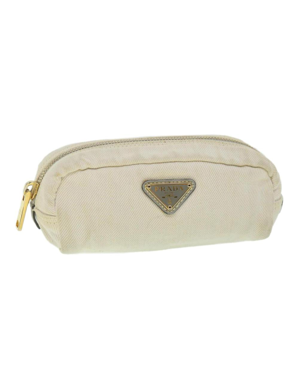 White Cotton Prada Pouch