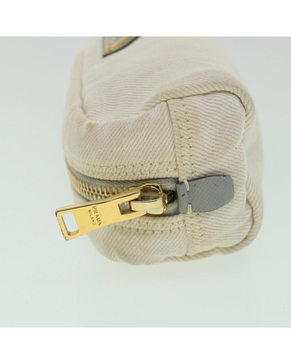 White Cotton Prada Pouch
