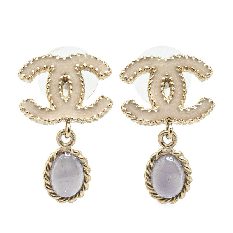 Chanel Coco Mark Stone Earrings Purple