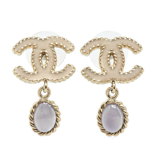 Chanel Coco Mark Stone Earrings Purple