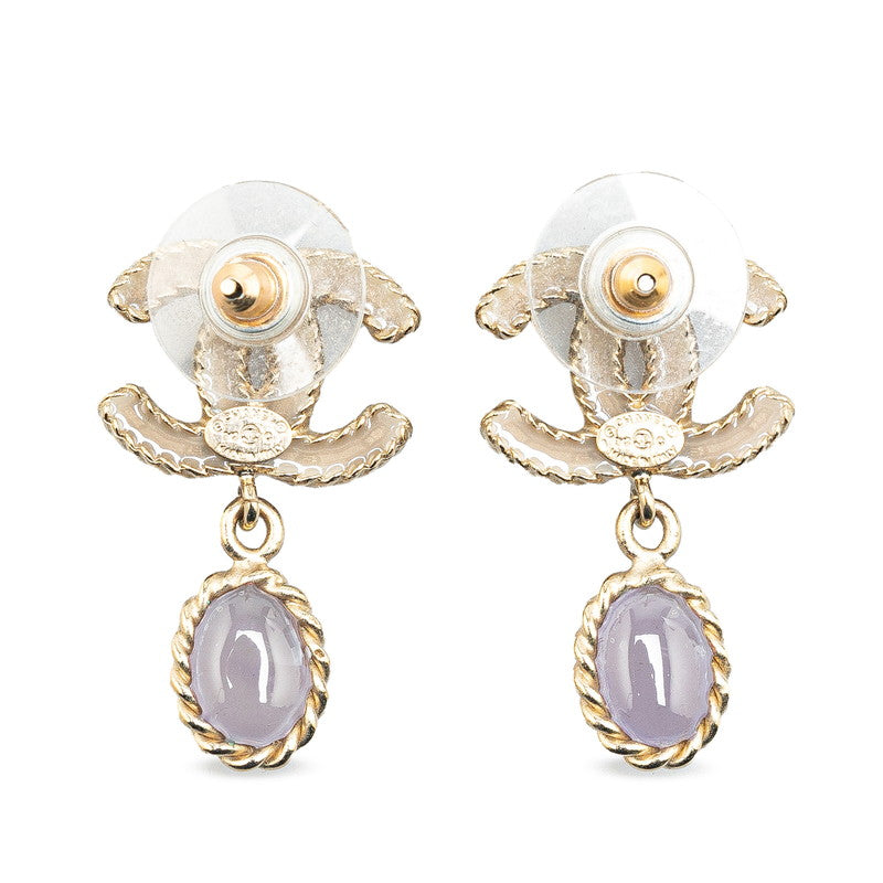 Chanel Coco Mark Stone Earrings Purple