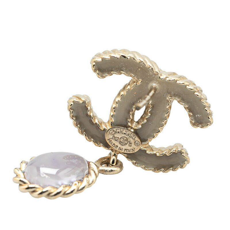 Chanel Coco Mark Stone Earrings Purple