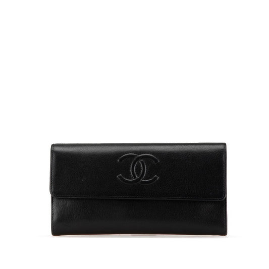 Chanel Coco Mark Leather Long Wallet