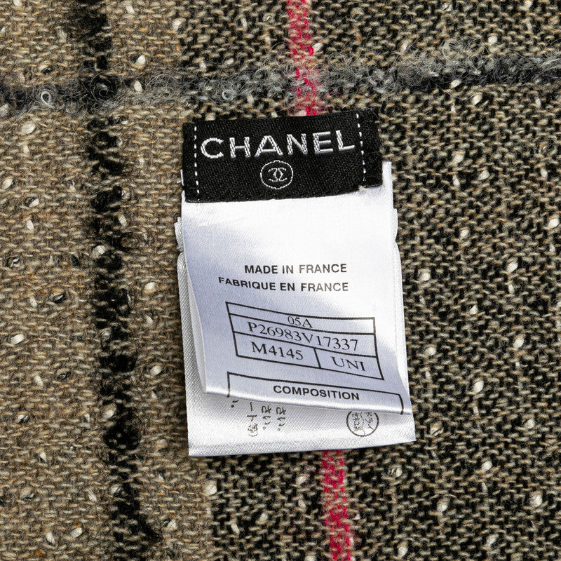 Chanel Tweed Check Wool Silk Scarf