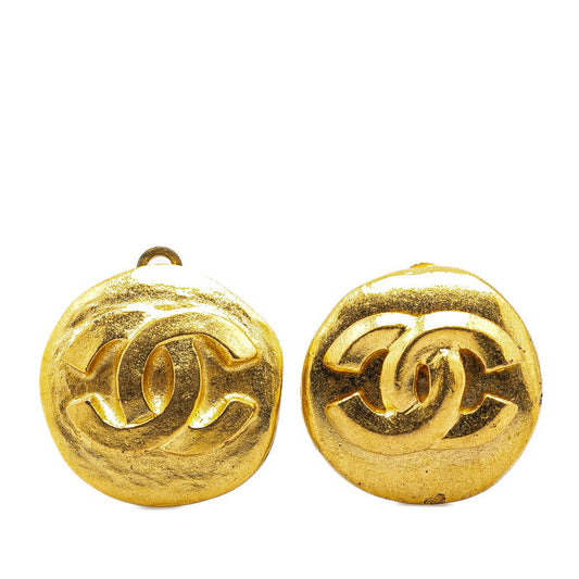 Chanel Vintage Coco Mark Earrings Gold