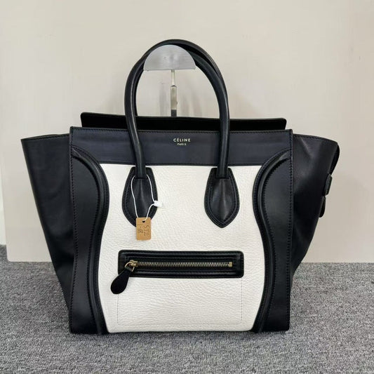 Celine Luggage Bag Black White Tote
