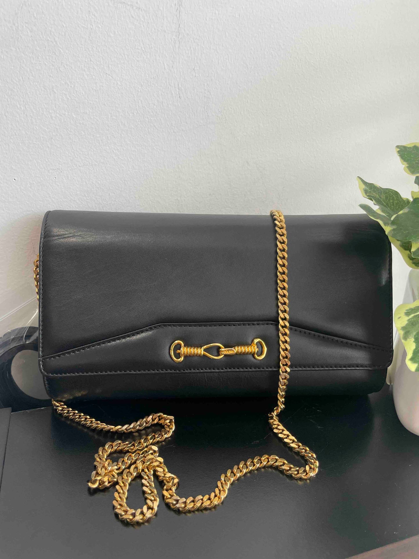 Celine ChainBag Black Leather Shoulder Bag