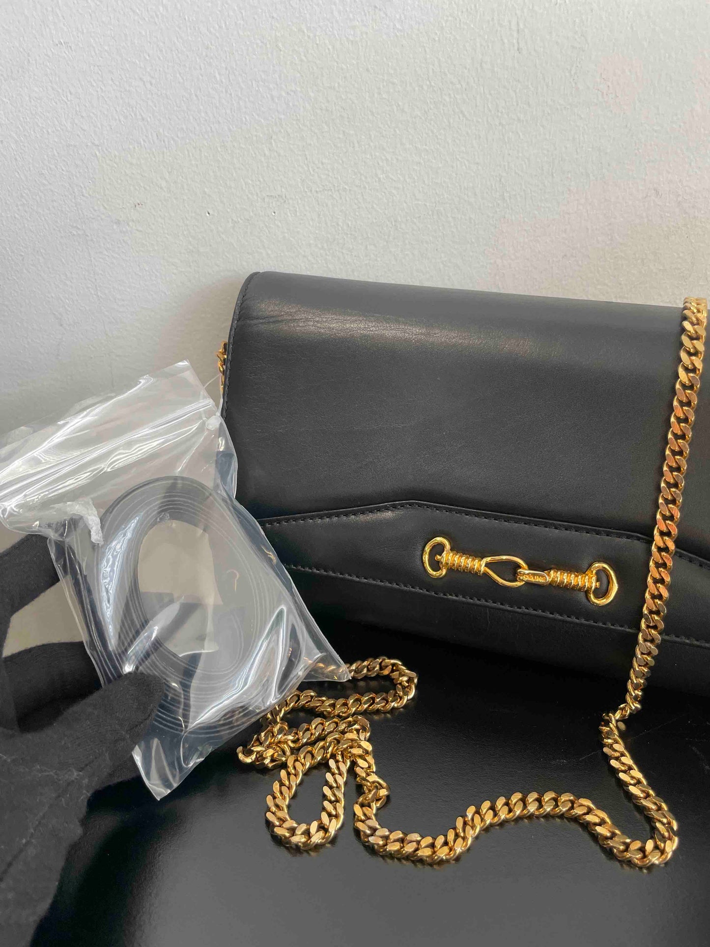 Celine ChainBag Black Leather Shoulder Bag
